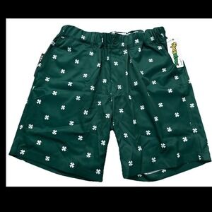 Tipsy Elves Mens Shorts Green White "Lucky" Clover Golf Size Large